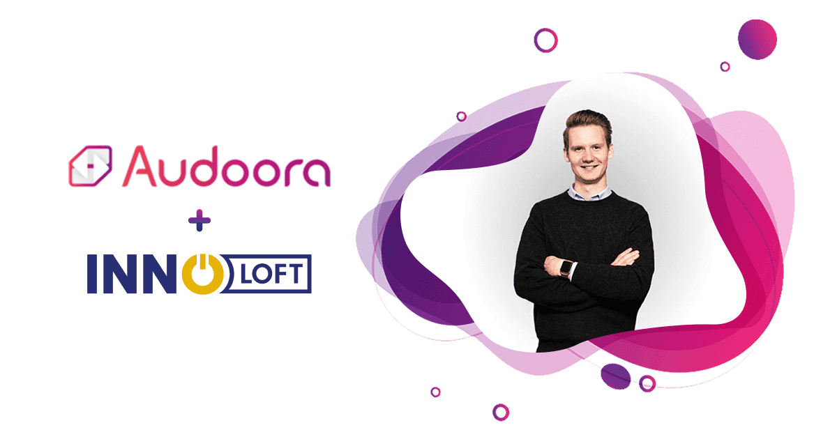 Innoloft and Audoora logo together with a picture of their founder Nils Sonnenfroh
