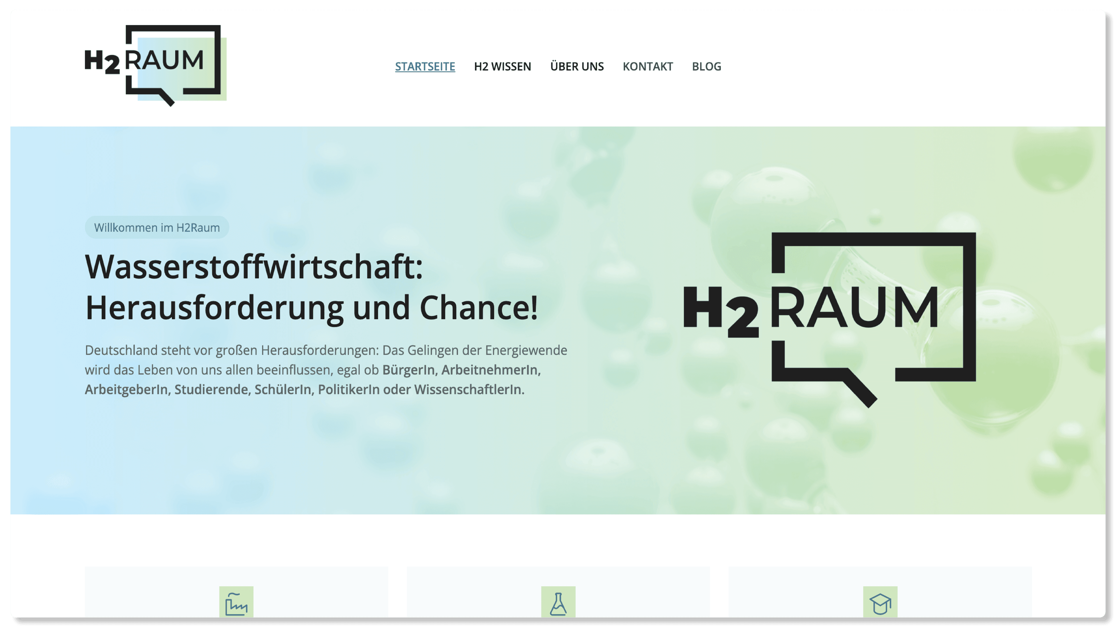Screenshot H2Raum Plattform