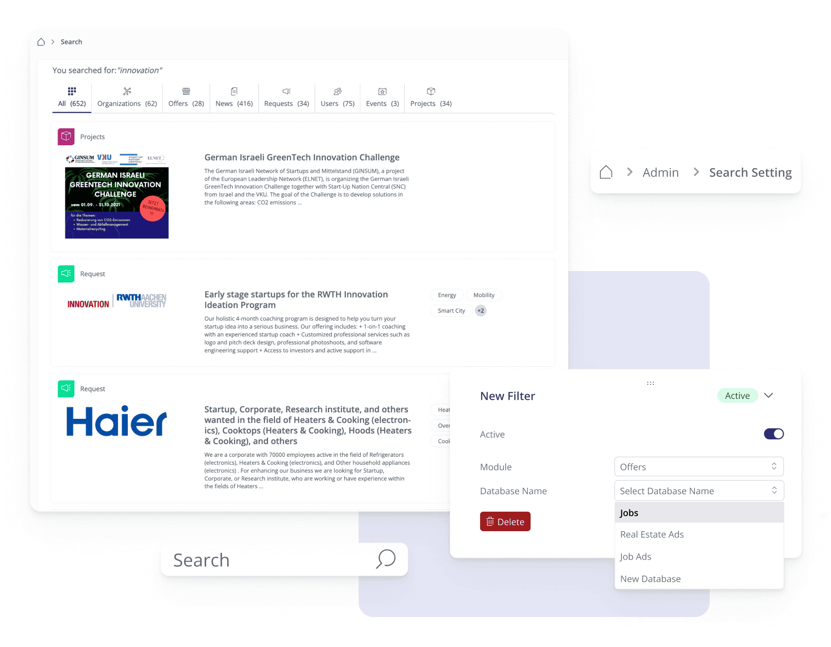 Screenshot Global Search