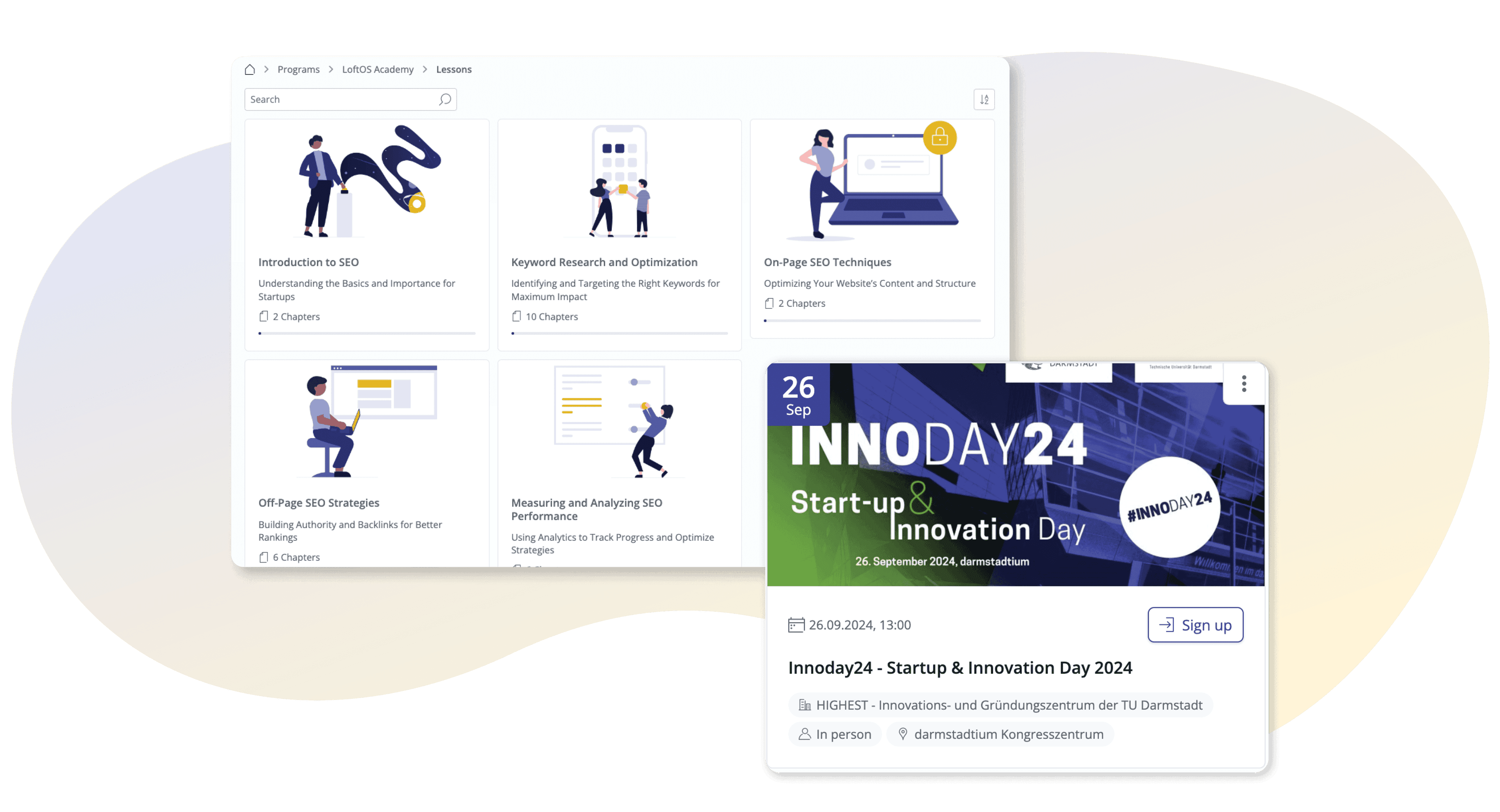 Screenshot of Events and Programs to foster a university entrepreneurial ecosystem