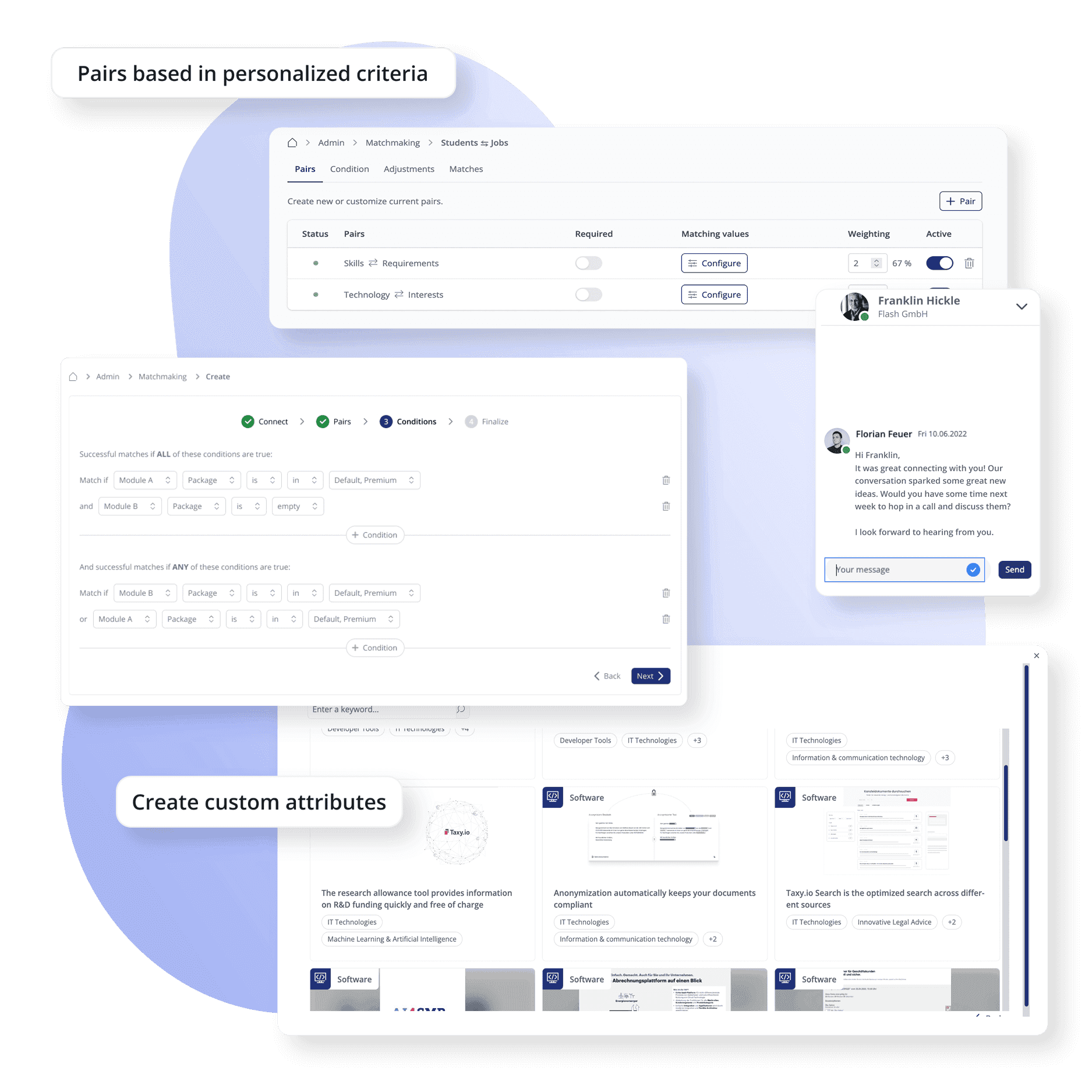 screenshot of loftos highly customizable business matchmaking software 