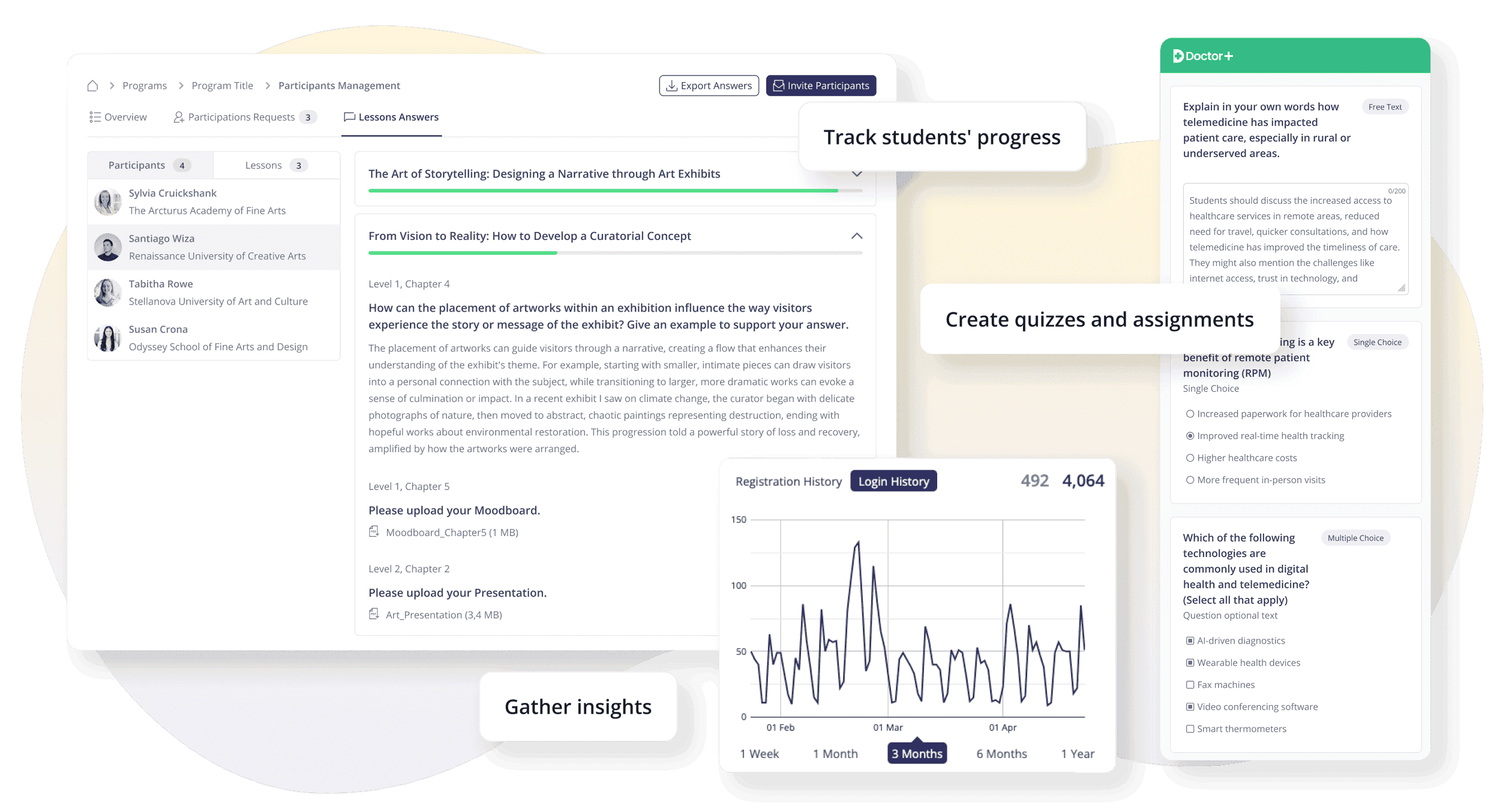 Screenshot der E-Learning-Software-Analyse und des Kursverwaltungssystems zur Verfolgung des Lernfortschritts Ihrer Schüler