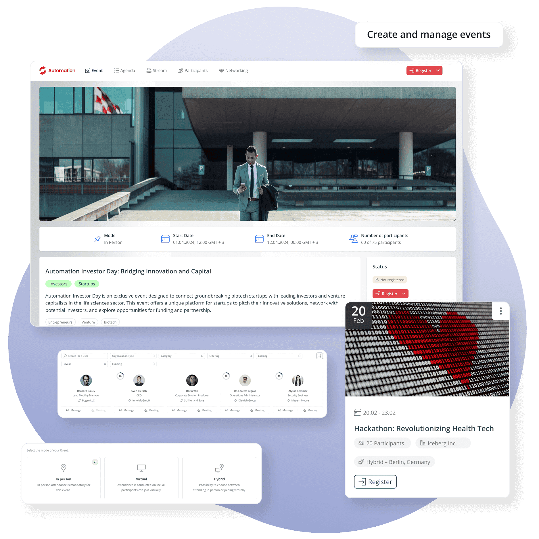 Screenshot, wie LoftOS mit Veranstaltungsfunktionen ausgestattet ist, die das Engagement in Ihrer Cluster-Community erhöhen