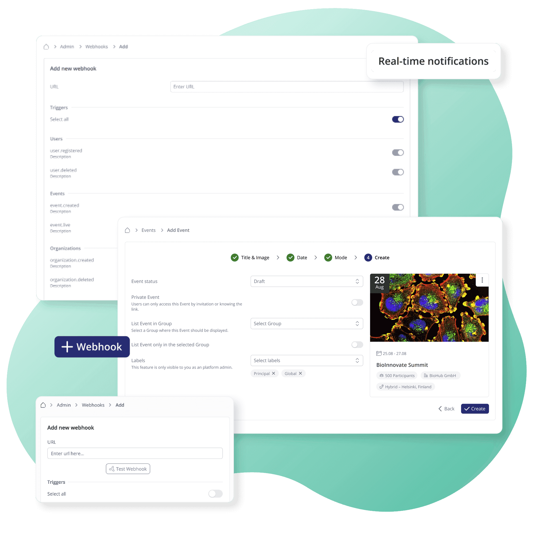 Screenshot von Webhooks, um Ihre bestehenden Tools mit Ihrer Kundenerfolgsplattform zu verknüpfen