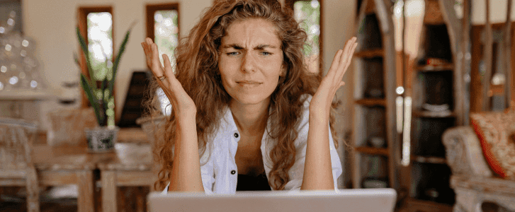 Photo of woman showing frustrations due to not knowing how to manage shadow it