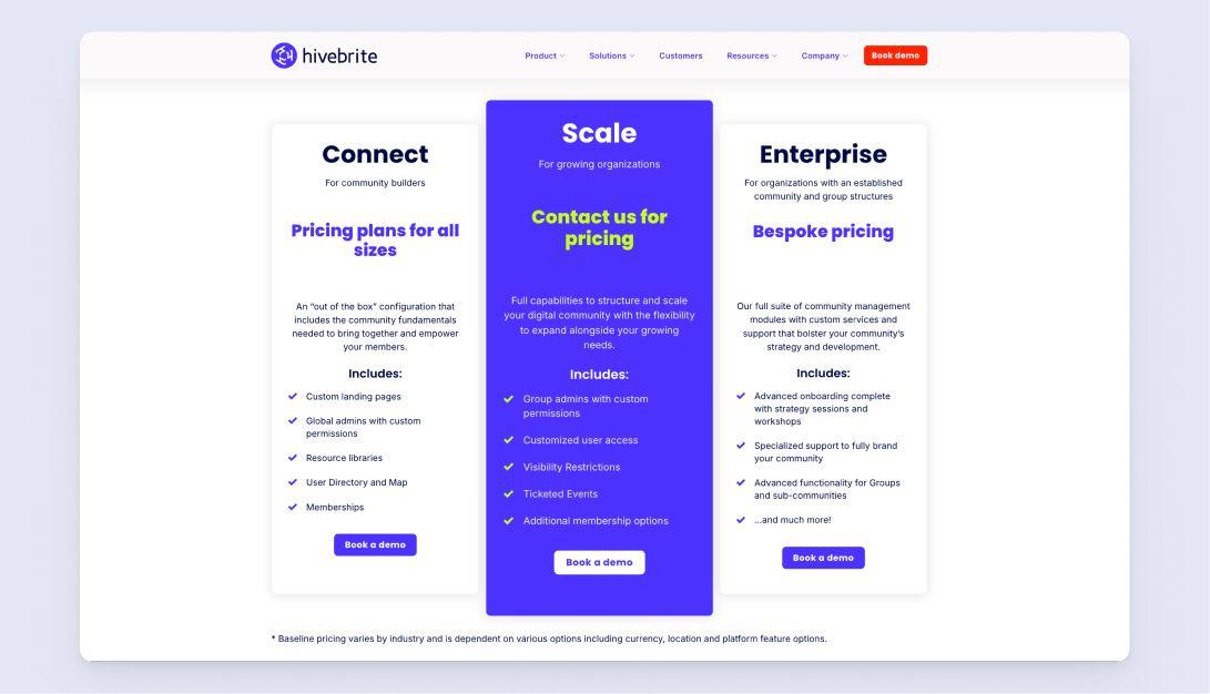 Screenshot of Hivebrite Pricing