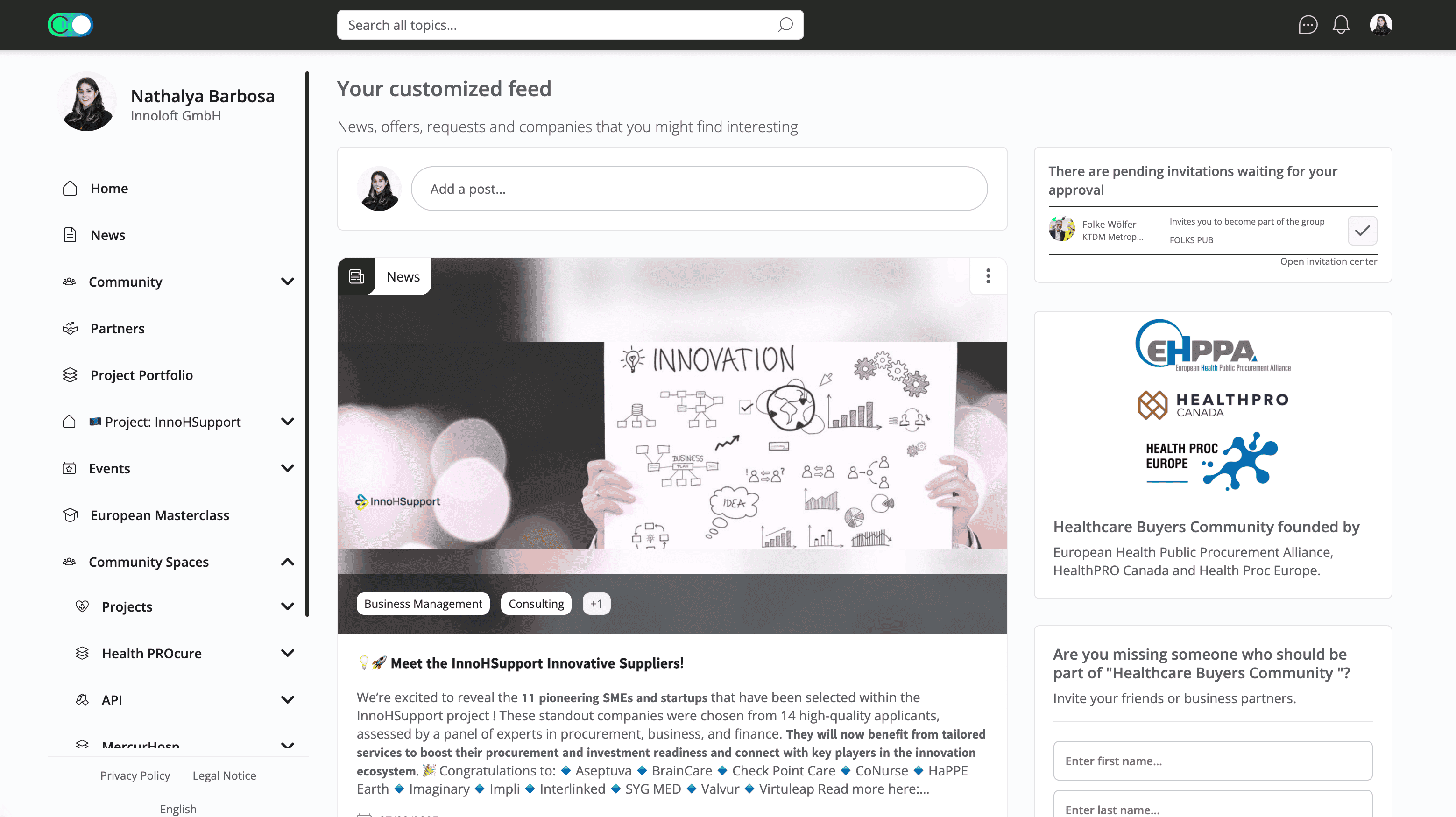 Screenshot Healthcare Buyers Community