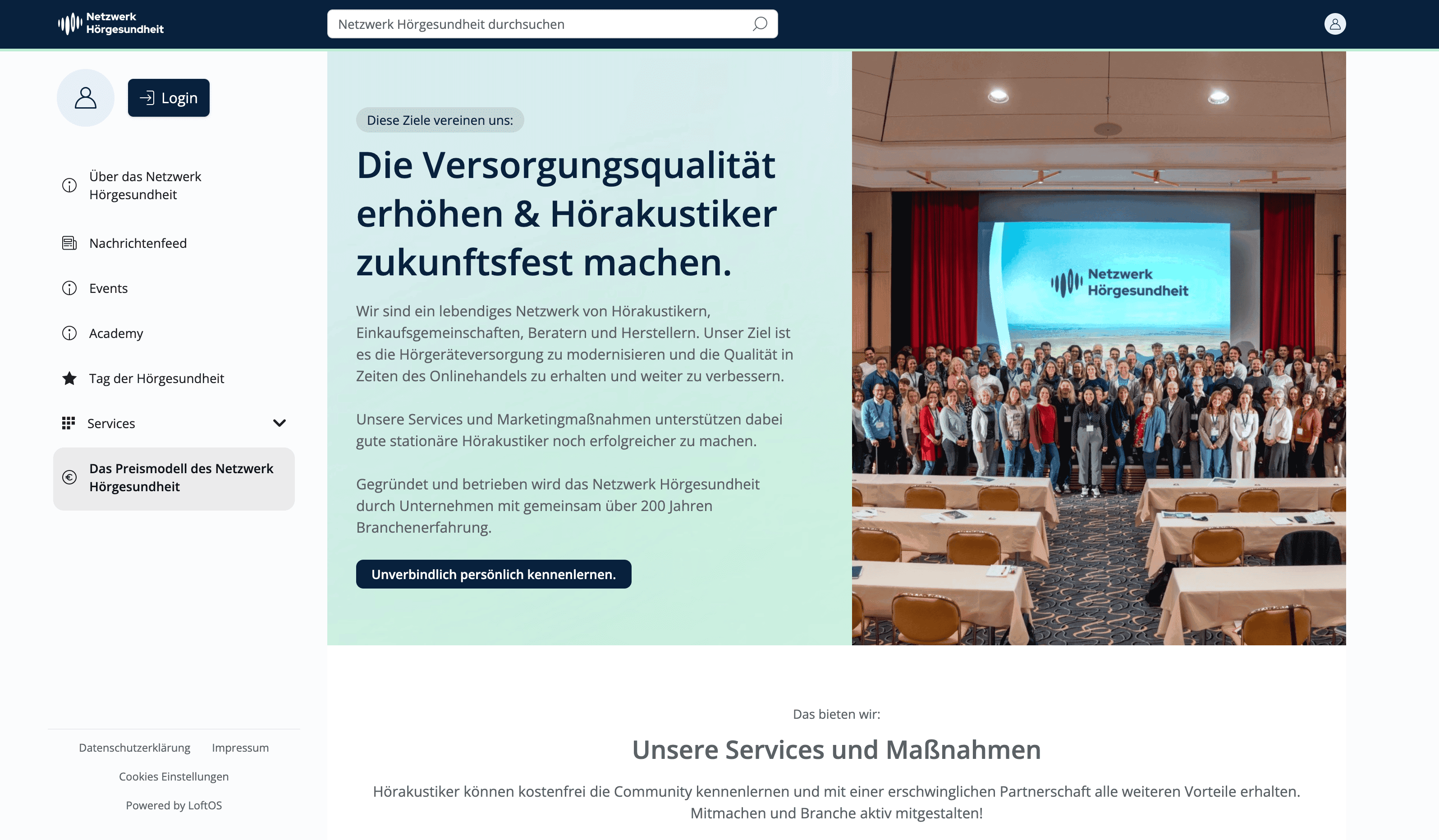Screenshot Netzwerk Hörgesundheit