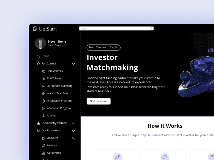 LoftOS entrepreneurship center platform for research and education featuring investor matchmaking and accelerator tools.