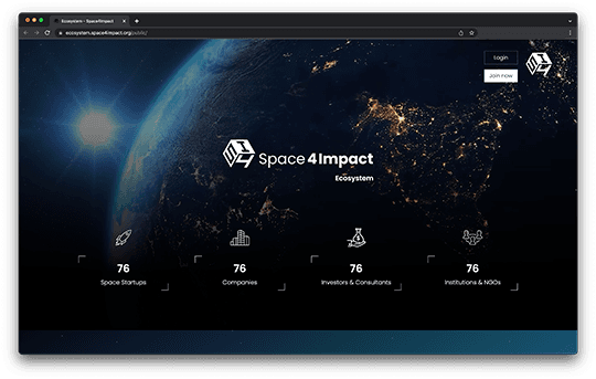Screenshot of the SPace4Impact Ecosystem